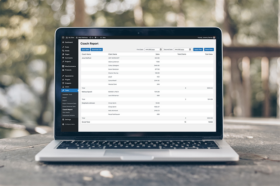 WooCommerce Sales Data Report for Commissions
